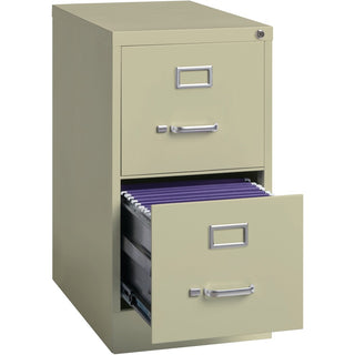 Lorell Fortress Series 22" Commercial-Grade Vertical File Cabinet - 15" x 22" x 28.4" - 2 x Drawer(s) for File - Letter - Lockable, Ball-bearing Suspension - Putty - Steel - Recycled