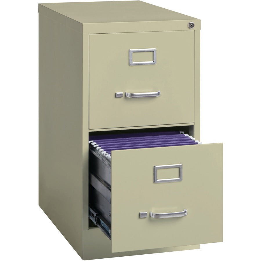 Lorell Fortress Series 22" Commercial-Grade Vertical File Cabinet - 15" x 22" x 28.4" - 2 x Drawer(s) for File - Letter - Lockable, Ball-bearing Suspension - Putty - Steel - Recycled