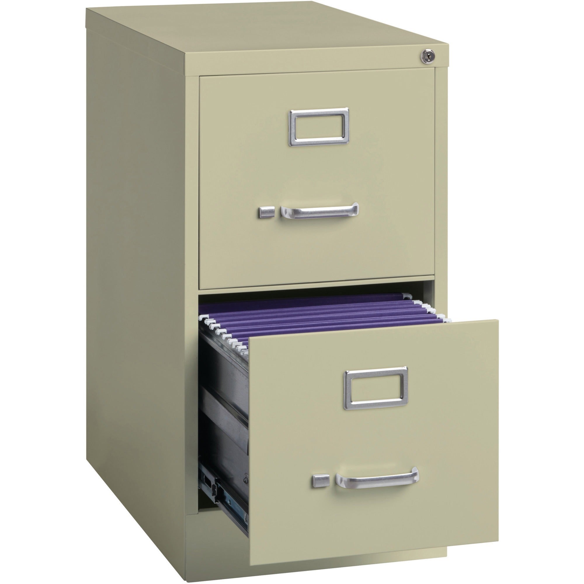 Lorell Fortress Series 22" Commercial-Grade Vertical File Cabinet - 15" x 22" x 28.4" - 2 x Drawer(s) for File - Letter - Lockable, Ball-bearing Suspension - Putty - Steel - Recycled - 