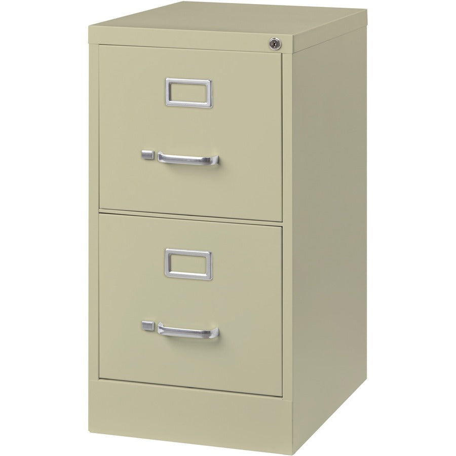 Lorell Fortress Series 22" Commercial-Grade Vertical File Cabinet - 15" x 22" x 28.4" - 2 x Drawer(s) for File - Letter - Lockable, Ball-bearing Suspension - Putty - Steel - Recycled