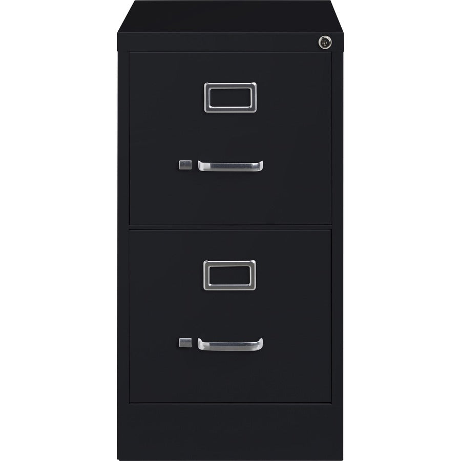 Lorell Fortress Series 22" Commercial-Grade Vertical File Cabinet - 15" x 22" x 28.4" - 2 x Drawer(s) for File - Letter - Lockable, Ball-bearing Suspension - Black - Steel - Recycled