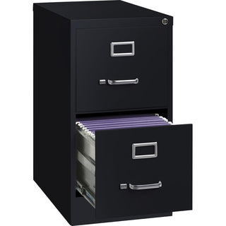 Lorell Fortress Series 22" Commercial-Grade Vertical File Cabinet - 15" x 22" x 28.4" - 2 x Drawer(s) for File - Letter - Lockable, Ball-bearing Suspension - Black - Steel - Recycled