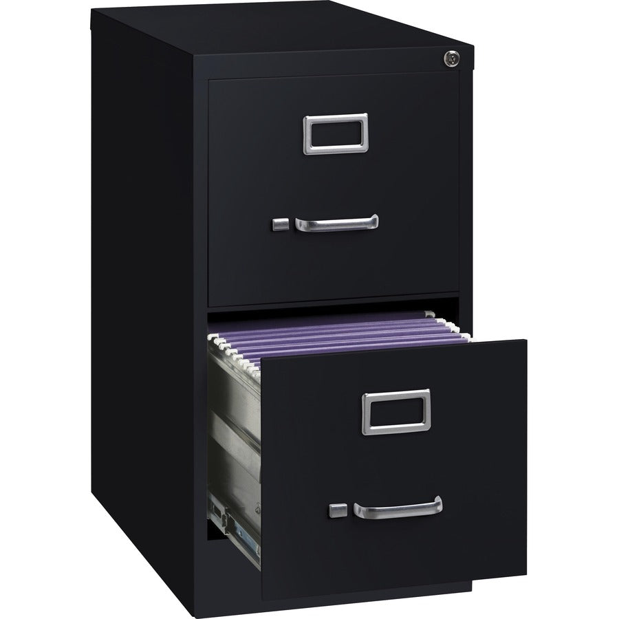 Lorell Fortress Series 22" Commercial-Grade Vertical File Cabinet - 15" x 22" x 28.4" - 2 x Drawer(s) for File - Letter - Lockable, Ball-bearing Suspension - Black - Steel - Recycled