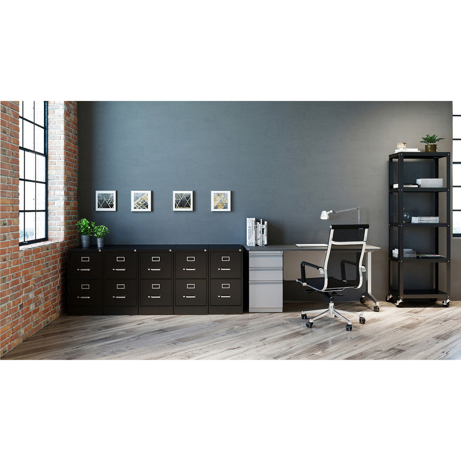 Lorell Fortress Series 22" Commercial-Grade Vertical File Cabinet - 15" x 22" x 28.4" - 2 x Drawer(s) for File - Letter - Lockable, Ball-bearing Suspension - Black - Steel - Recycled - 