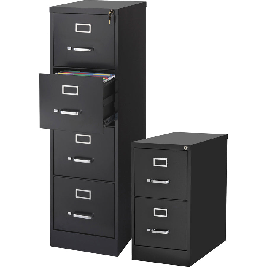 Lorell Fortress Series 22" Commercial-Grade Vertical File Cabinet - 15" x 22" x 28.4" - 2 x Drawer(s) for File - Letter - Lockable, Ball-bearing Suspension - Black - Steel - Recycled - 