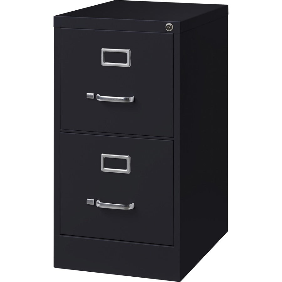 Lorell Fortress Series 22" Commercial-Grade Vertical File Cabinet - 15" x 22" x 28.4" - 2 x Drawer(s) for File - Letter - Lockable, Ball-bearing Suspension - Black - Steel - Recycled