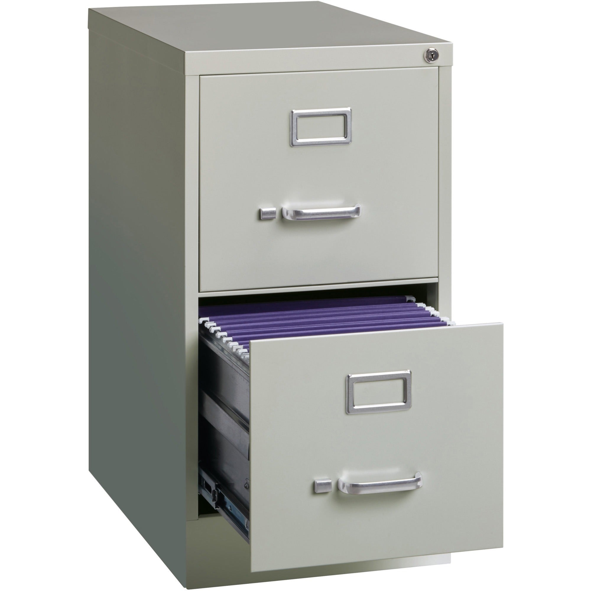 Lorell Fortress Series 22" Commercial-Grade Vertical File Cabinet - 15" x 22" x 28.4" - 2 x Drawer(s) for File - Letter - Lockable, Ball-bearing Suspension - Light Gray - Steel - Recycled - 