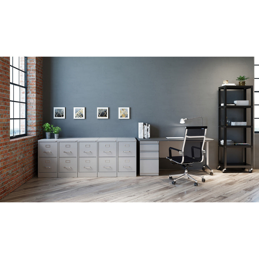 Lorell Fortress Series 22" Commercial-Grade Vertical File Cabinet - 15" x 22" x 28.4" - 2 x Drawer(s) for File - Letter - Lockable, Ball-bearing Suspension - Light Gray - Steel - Recycled - 