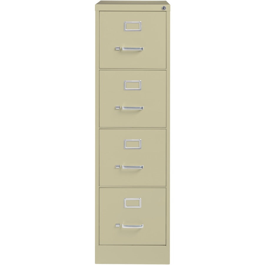Lorell Fortress Series 22" Commercial-Grade Vertical File Cabinet - 15" x 22" x 52" - 4 x Drawer(s) for File - Letter - Lockable, Ball-bearing Suspension - Putty - Steel - Recycled