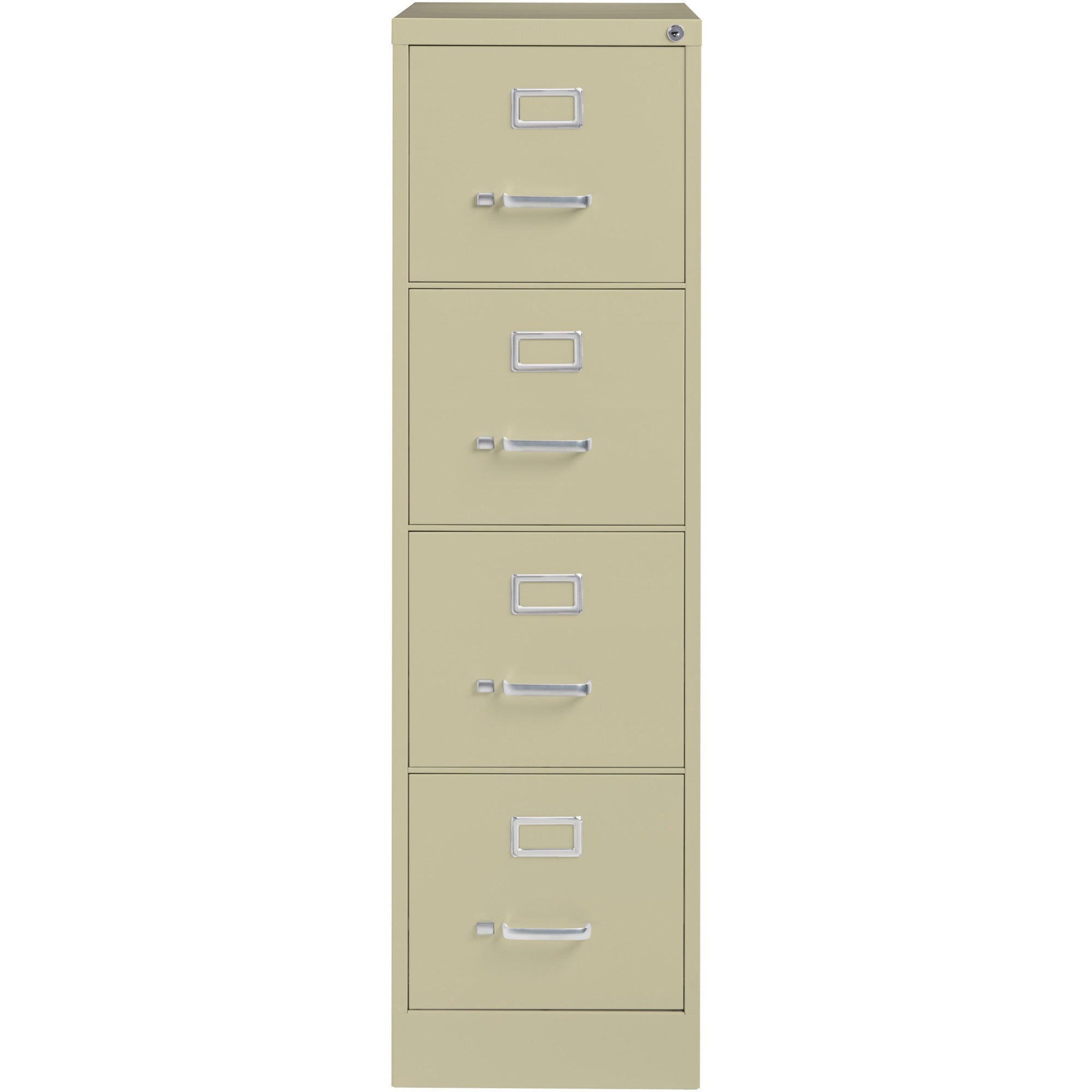 Lorell Fortress Series 22" Commercial-Grade Vertical File Cabinet - 15" x 22" x 52" - 4 x Drawer(s) for File - Letter - Lockable, Ball-bearing Suspension - Putty - Steel - Recycled - 