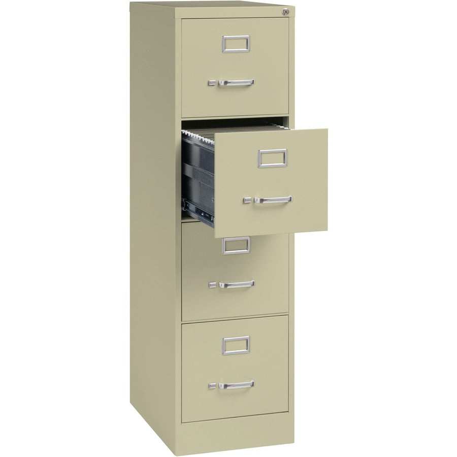 Lorell Fortress Series 22" Commercial-Grade Vertical File Cabinet - 15" x 22" x 52" - 4 x Drawer(s) for File - Letter - Lockable, Ball-bearing Suspension - Putty - Steel - Recycled