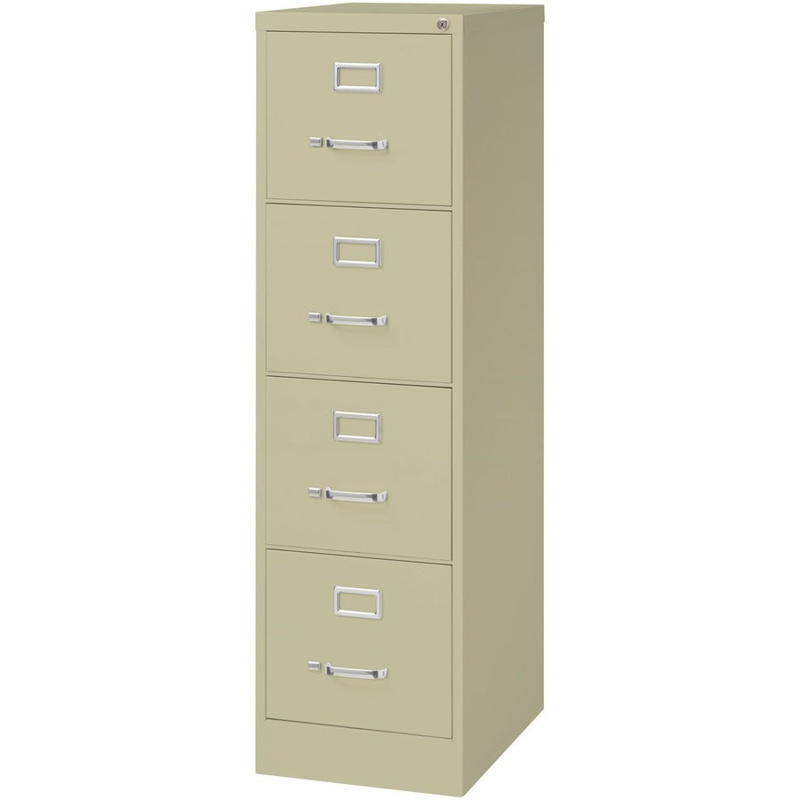 Lorell Fortress Series 22" Commercial-Grade Vertical File Cabinet - 15" x 22" x 52" - 4 x Drawer(s) for File - Letter - Lockable, Ball-bearing Suspension - Putty - Steel - Recycled