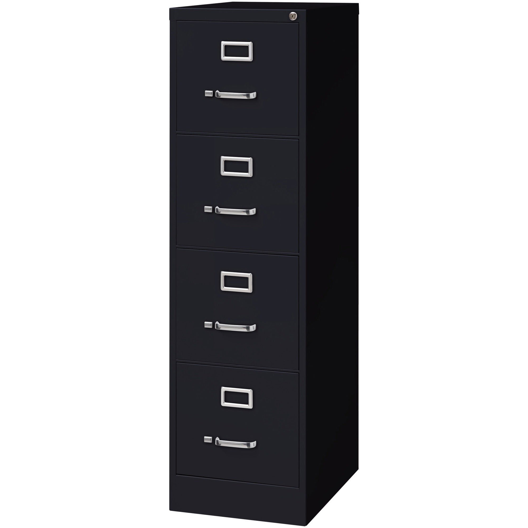 Lorell Fortress Series 22" Commercial-Grade Vertical File Cabinet - 15" x 22" x 52" - 4 x Drawer(s) for File - Letter - Lockable, Ball-bearing Suspension - Black - Steel - Recycled - 