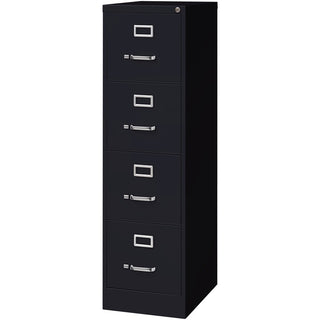Lorell Fortress Series 22" Commercial-Grade Vertical File Cabinet - 15" x 22" x 52" - 4 x Drawer(s) for File - Letter - Lockable, Ball-bearing Suspension - Black - Steel - Recycled