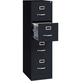 Lorell Fortress Series 22" Commercial-Grade Vertical File Cabinet - 15" x 22" x 52" - 4 x Drawer(s) for File - Letter - Lockable, Ball-bearing Suspension - Black - Steel - Recycled