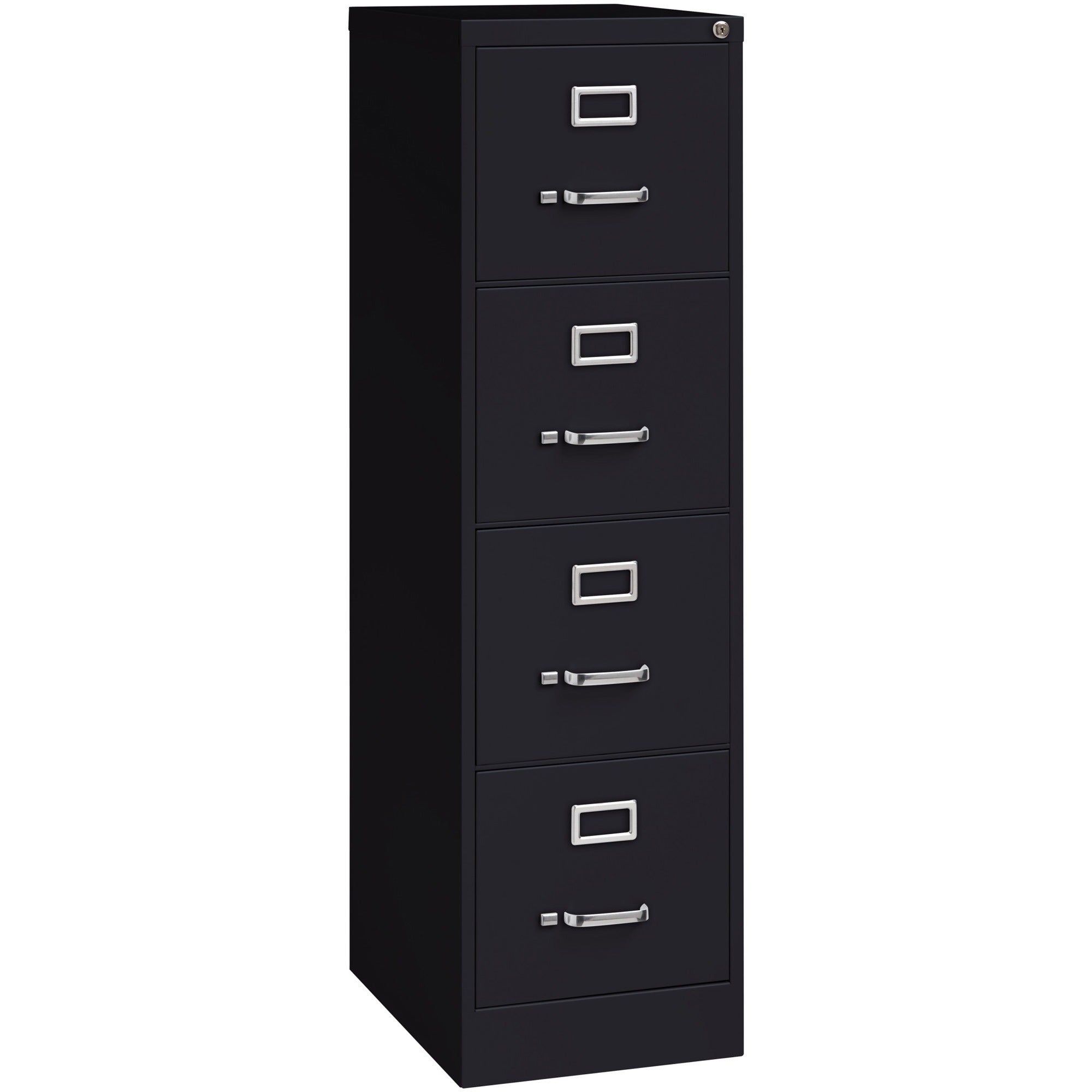 Lorell Fortress Series 22" Commercial-Grade Vertical File Cabinet - 15" x 22" x 52" - 4 x Drawer(s) for File - Letter - Lockable, Ball-bearing Suspension - Black - Steel - Recycled - 