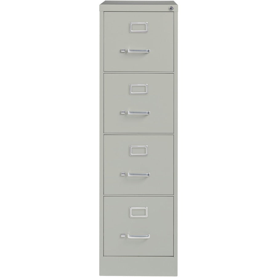 Lorell Fortress Series 22" Commercial-Grade Vertical File Cabinet - 15" x 22" x 52" - 4 x Drawer(s) for File - Letter - Lockable, Ball-bearing Suspension - Light Gray - Steel - Recycled