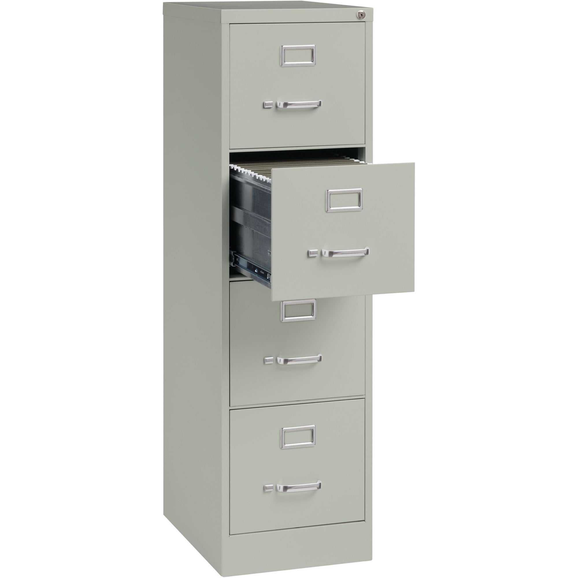 Lorell Fortress Series 22" Commercial-Grade Vertical File Cabinet - 15" x 22" x 52" - 4 x Drawer(s) for File - Letter - Lockable, Ball-bearing Suspension - Light Gray - Steel - Recycled - 