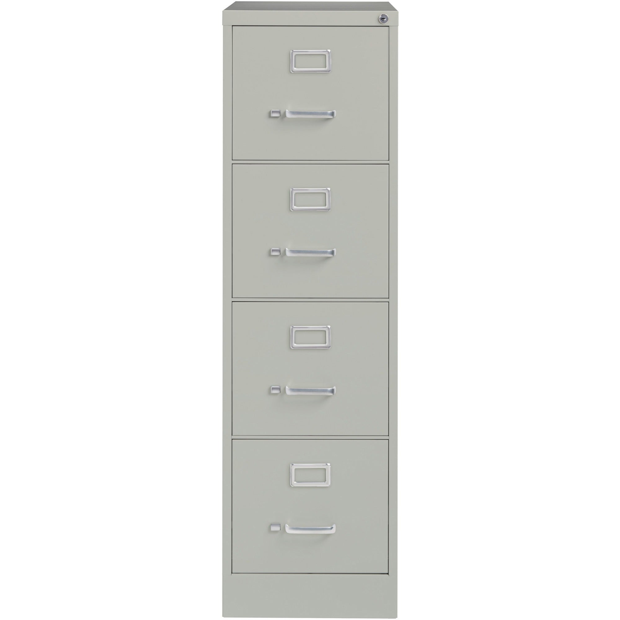 Lorell Fortress Series 22" Commercial-Grade Vertical File Cabinet - 15" x 22" x 52" - 4 x Drawer(s) for File - Letter - Lockable, Ball-bearing Suspension - Light Gray - Steel - Recycled - 
