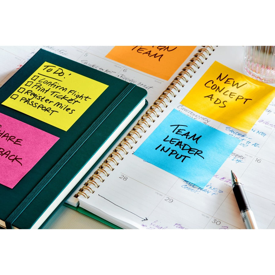 Post-it Super Sticky Full Adhesive Notes - 300 x Yellow - 3" x 3" - Square - 25 Sheets per Pad - Unruled - Sunnyside - Paper - 12 / Pack - 