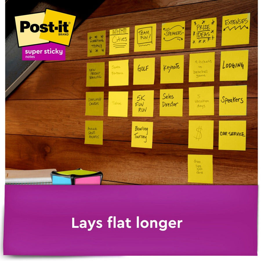 Post-it Super Sticky Full Adhesive Notes - 300 x Yellow - 3" x 3" - Square - 25 Sheets per Pad - Unruled - Sunnyside - Paper - 12 / Pack - 