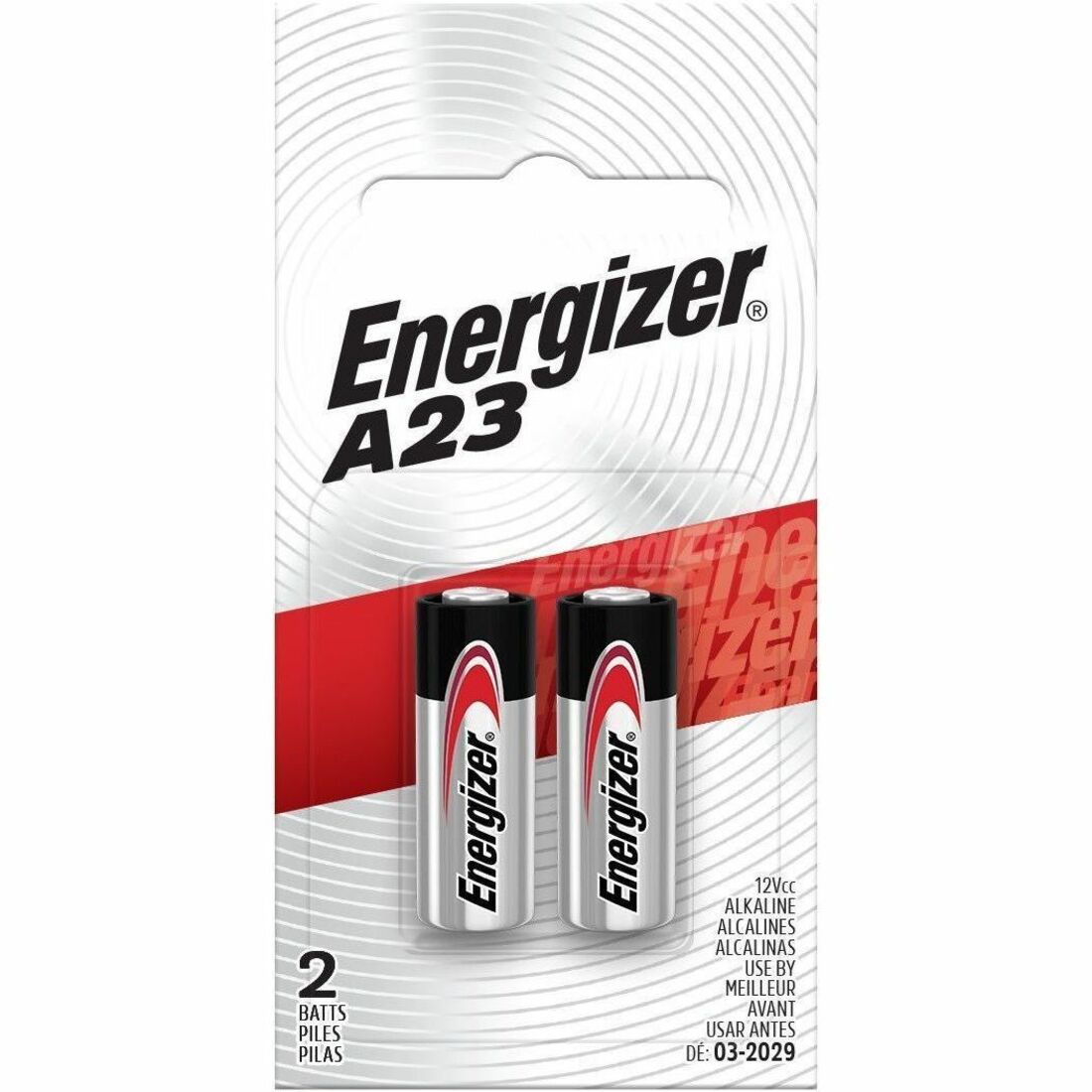 Energizer A23 Batteries, 2 Pack - For Multipurpose - 12 V DC - Alkaline Manganese Dioxide - 2 / Pack
