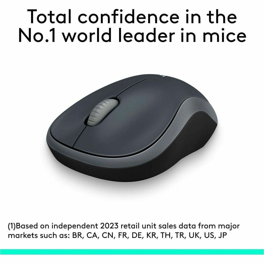 M185 Wireless Mouse, 2.4 GHz Frequency/30 ft Wireless Range, Left/Right Hand Use, Black