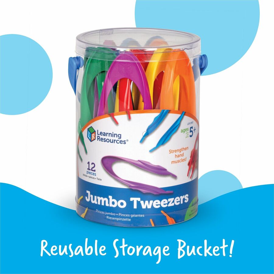 Learning Resources Jumbo Tweezers Set - Theme/Subject: Learning - Skill Learning: Fine Motor, Sensory Perception, Eye-hand Coordination - 3-6 Year - Red, Blue, Green, Yellow, Orange, Purple