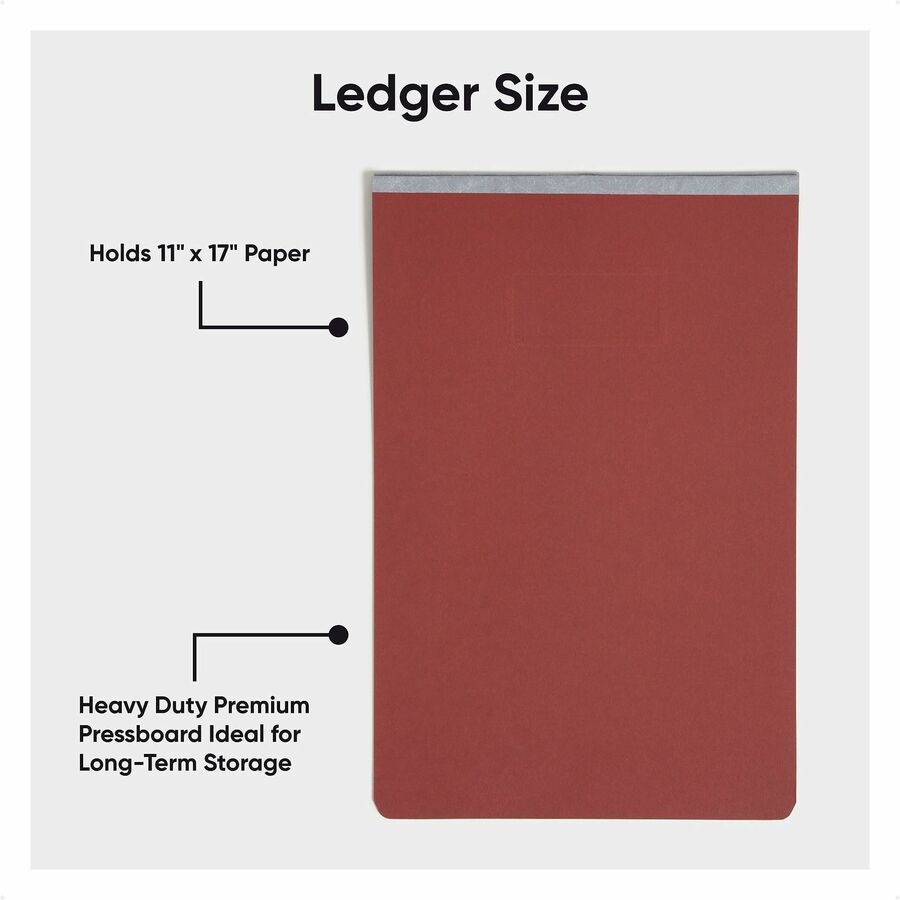Prong Fastener Pressboard Report Cover, Two-Piece Prong Fastener, 3" Capacity, 11 x 17, Red/Red