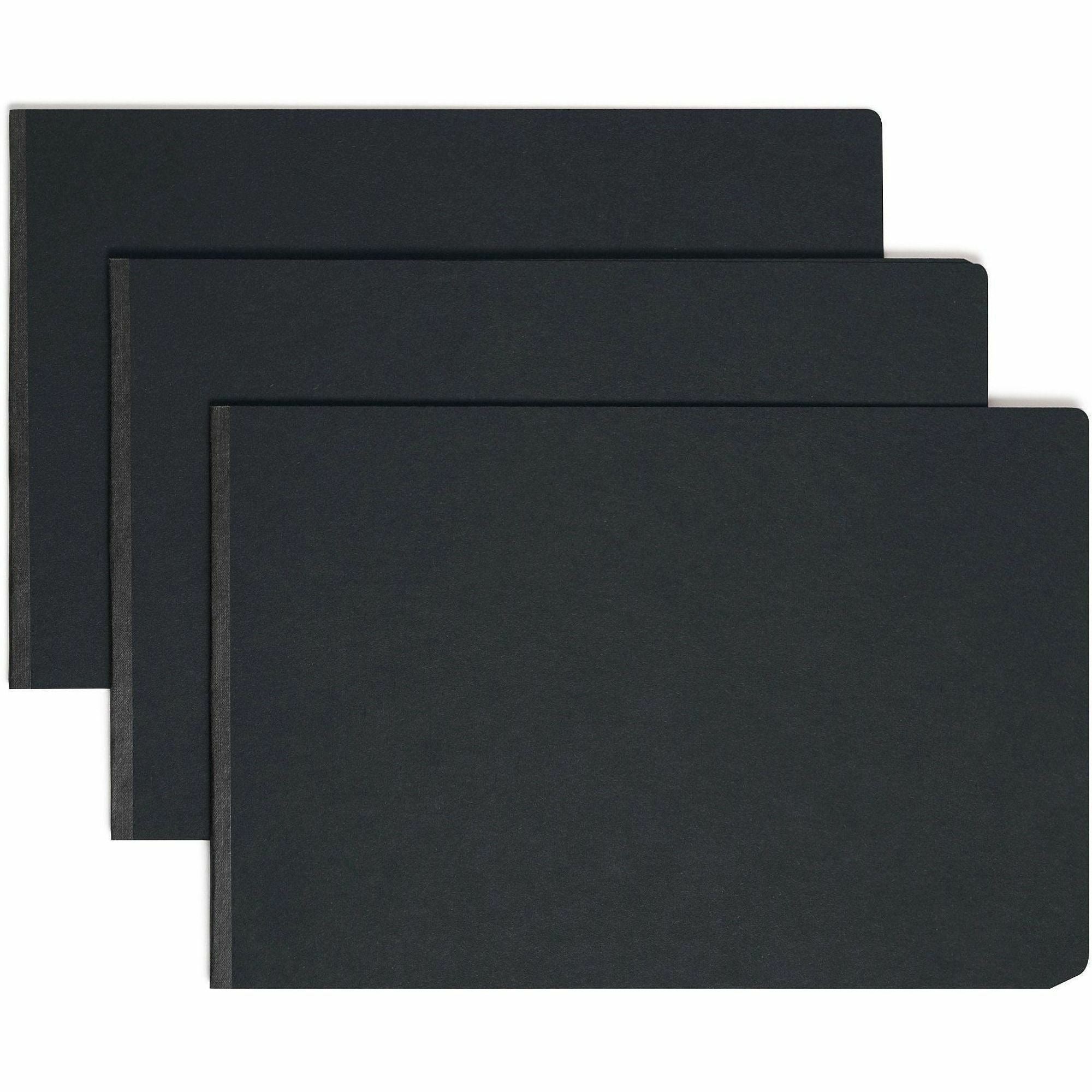 Prong Fastener Pressboard Report Cover, Two-Piece Prong Fastener, 3" Capacity, 11 x 17, Black/Black