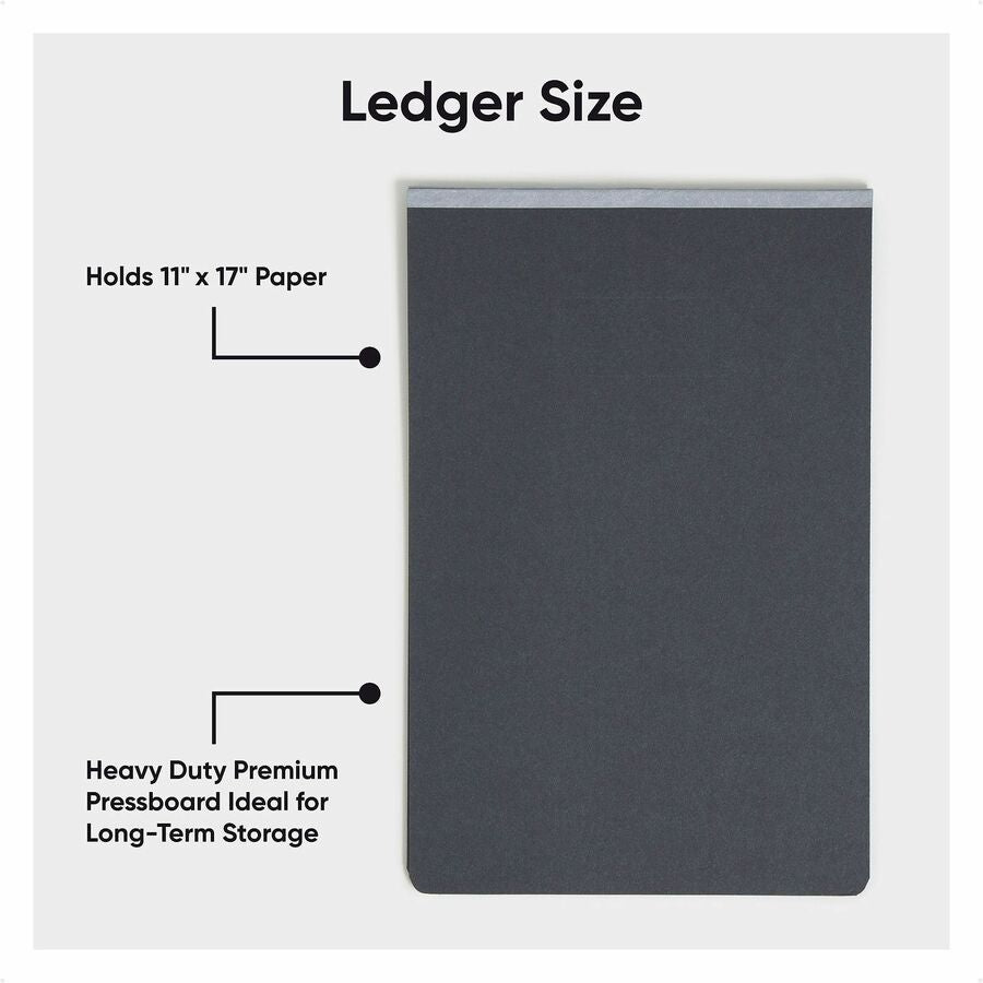 Prong Fastener Pressboard Report Cover, Two-Piece Prong Fastener, 3" Capacity, 11 x 17, Black/Black