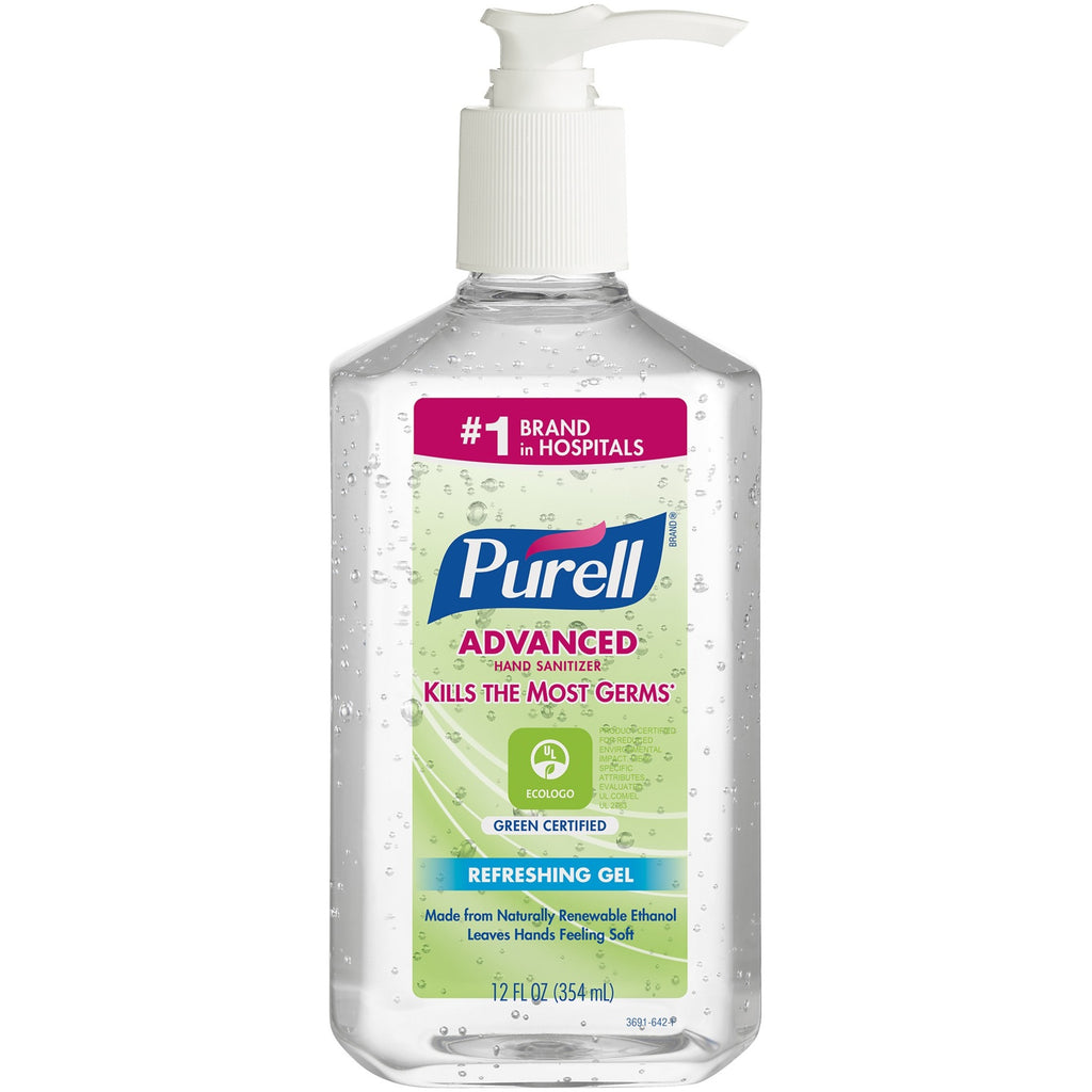 PURELL Hand Sanitizer Gel - Fragrance-free Scent - 12 fl oz (354.9 mL) - Pump Bottle Dispenser - Kill Germs - Clear - 1 Each