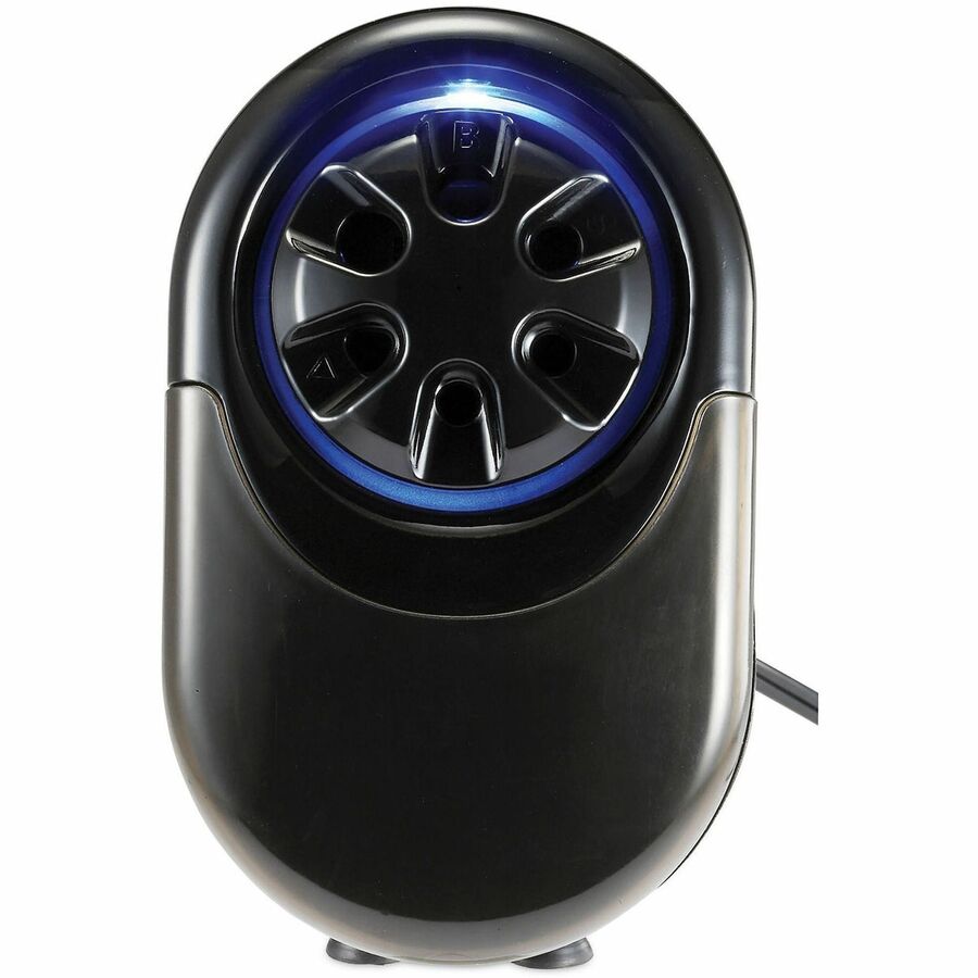 QuietSharp Glow Classroom Electric Pencil Sharpener, AC-Powered, 6.13 x 10.69 x 9, Silver/Black