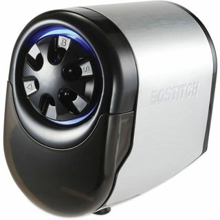 QuietSharp Glow Classroom Electric Pencil Sharpener, AC-Powered, 6.13 x 10.69 x 9, Silver/Black