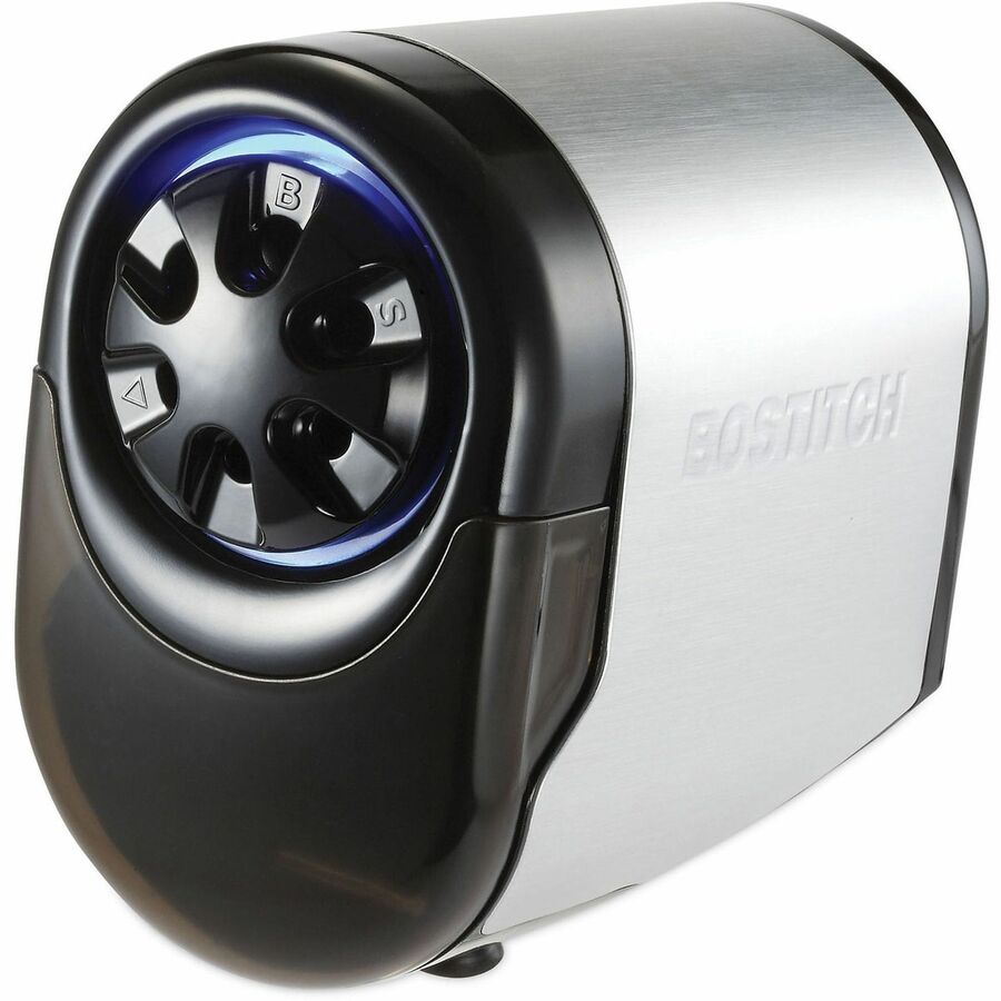 QuietSharp Glow Classroom Electric Pencil Sharpener, AC-Powered, 6.13 x 10.69 x 9, Silver/Black