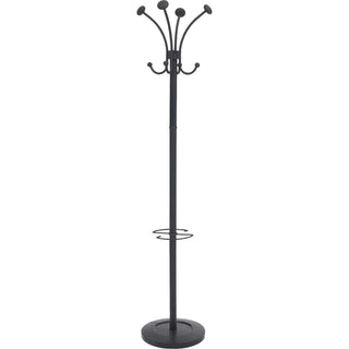 Viena Coat Stand, Eight Knobs, Steel, 16w x 16d x 70.5h, Black