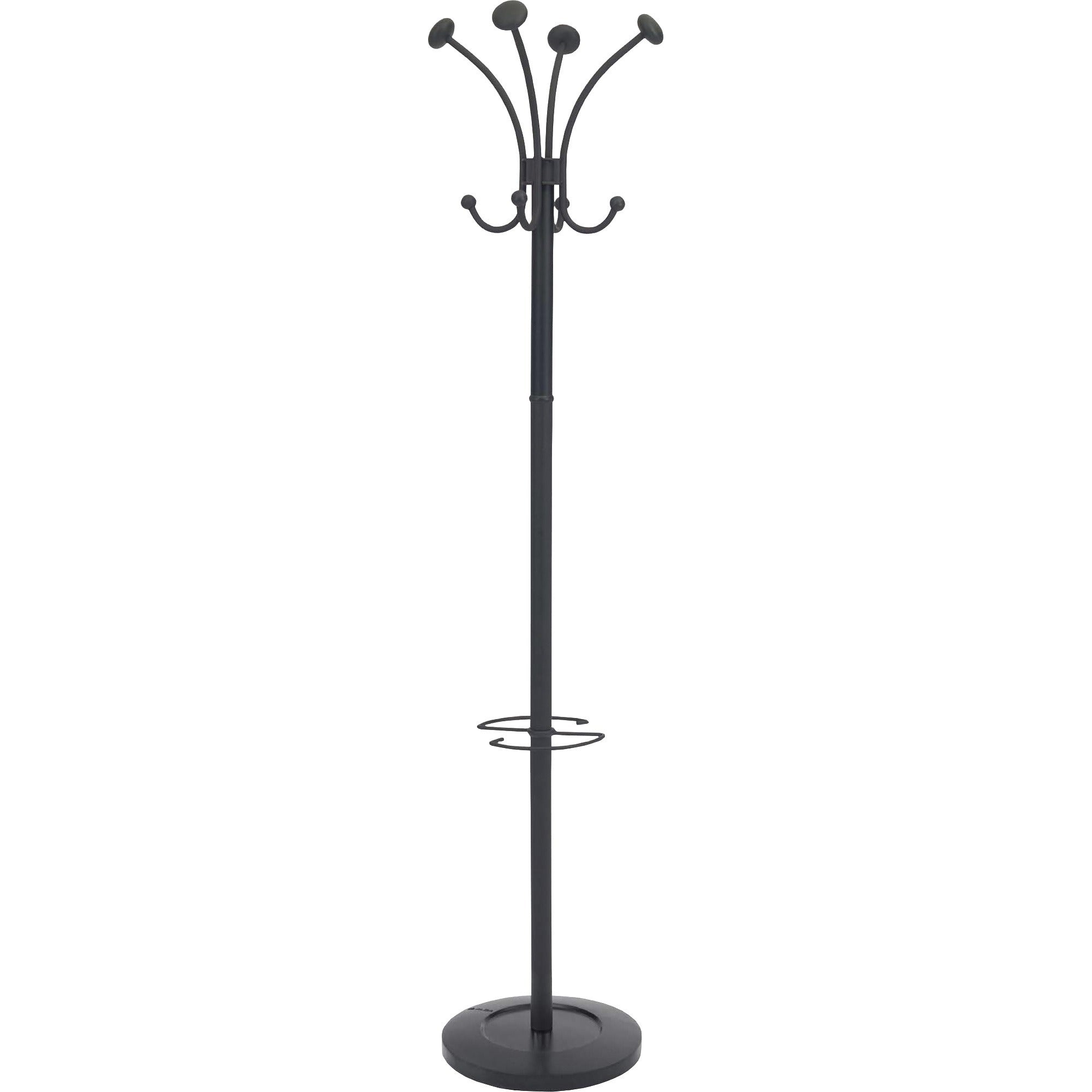Viena Coat Stand, Eight Knobs, Steel, 16w x 16d x 70.5h, Black