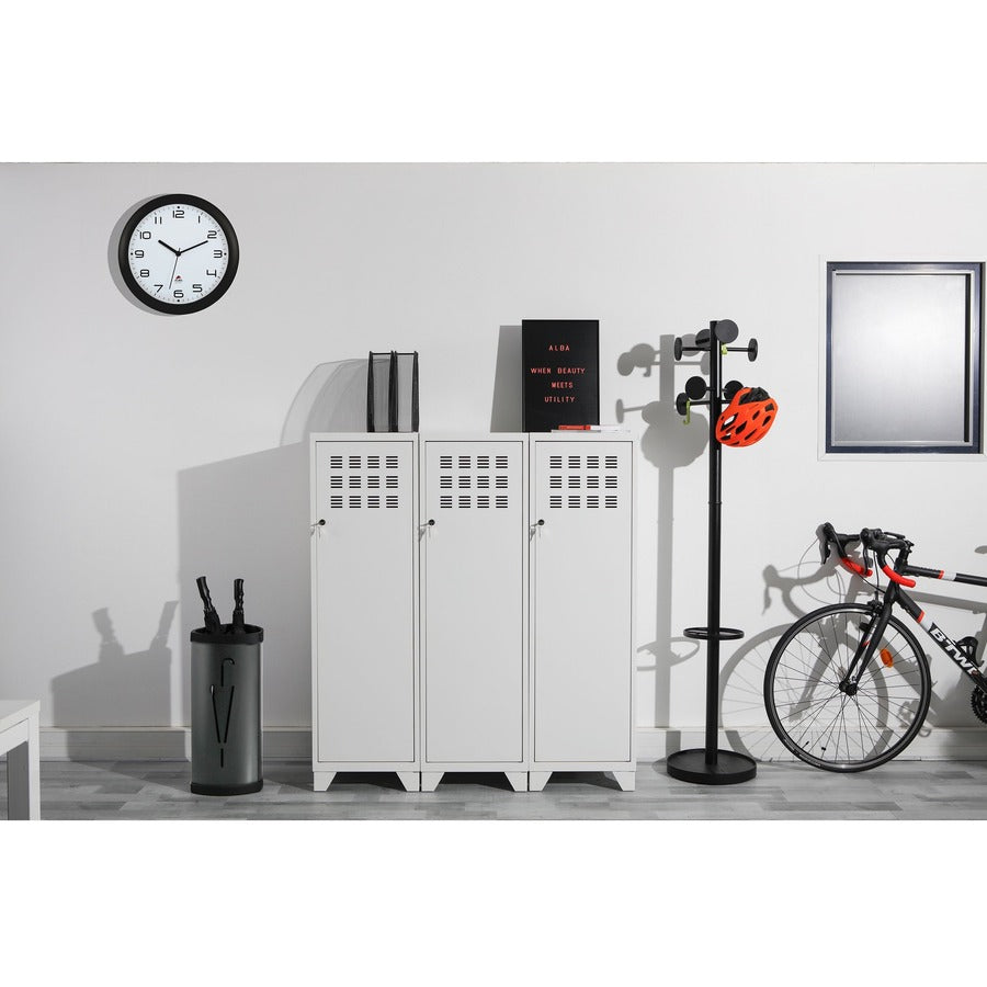Stan3 Steel Coat Rack, Stand Alone Rack, Eight Knobs, 15w x 15d x 69.3h, Black