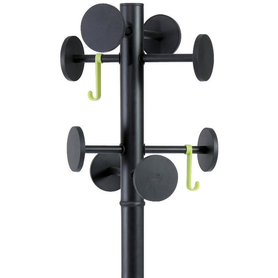Stan3 Steel Coat Rack, Stand Alone Rack, Eight Knobs, 15w x 15d x 69.3h, Black