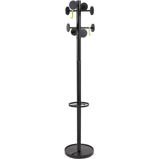 Stan3 Steel Coat Rack, Stand Alone Rack, Eight Knobs, 15w x 15d x 69.3h, Black