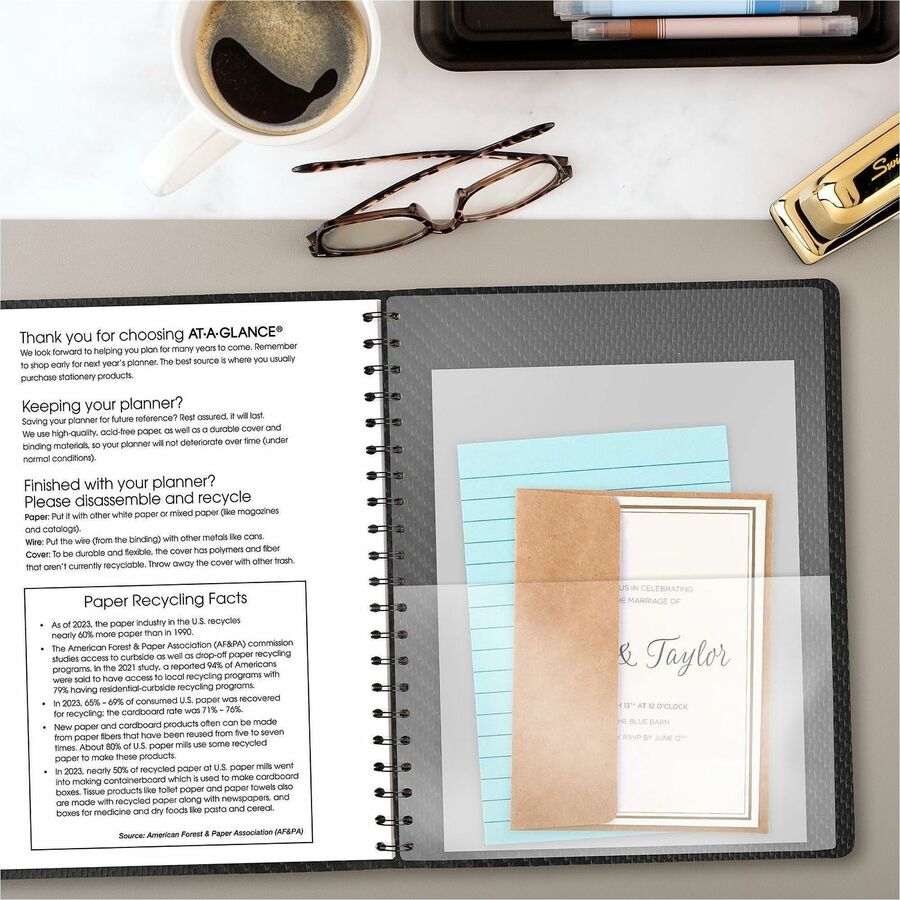 Contemporary Weekly/Monthly Planner, Vertical-Column Format, 11 x 8.25, Graphite Cover, 12-Month (Jan to Dec): 2024