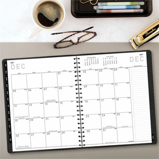 Contemporary Weekly/Monthly Planner, Vertical-Column Format, 11 x 8.25, Graphite Cover, 12-Month (Jan to Dec): 2024