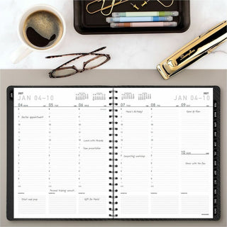 Contemporary Weekly/Monthly Planner, Vertical-Column Format, 11 x 8.25, Graphite Cover, 12-Month (Jan to Dec): 2024