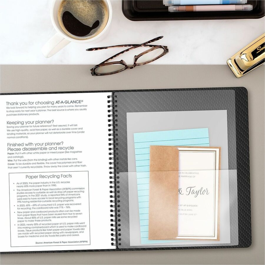 Contemporary Monthly Planner, Premium Paper, 11 x 9, Graphite Cover, 12-Month (Jan to Dec): 2024