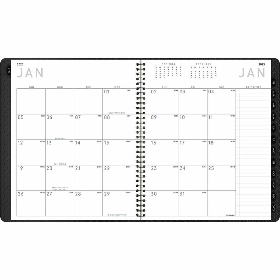 Contemporary Monthly Planner, Premium Paper, 11 x 9, Graphite Cover, 12-Month (Jan to Dec): 2024