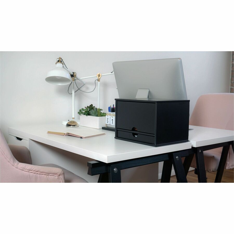Midnight Black Collection Desktop Organizer, 5 Compartments, MDF, 13.3 x 10.5 x 9.4, Black, Ships in 1-3 Business Days