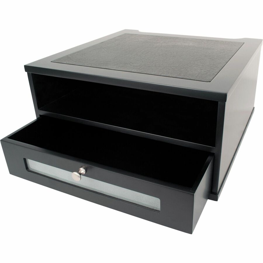 Midnight Black Collection Monitor Riser, 13" x 13" x 6.5", Black, Supports 50 lbs