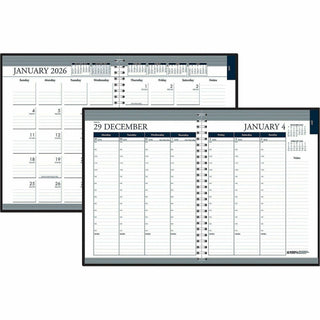 Recycled Wirebound Weekly/Monthly Planner, 11 x 8.5, Black Cover, 12-Month (Jan to Dec): 2024