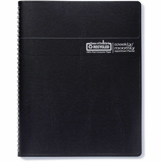 Recycled Wirebound Weekly/Monthly Planner, 11 x 8.5, Black Cover, 12-Month (Jan to Dec): 2024