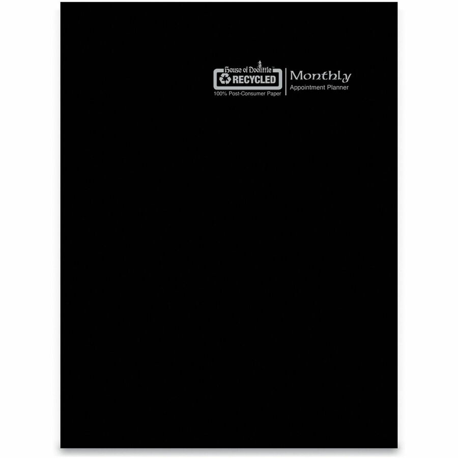 Recycled Ruled 14-Month Planner with Leatherette Cover, 10 x 7, Black Cover, 14-Month (Dec to Jan): 2023 to 2025